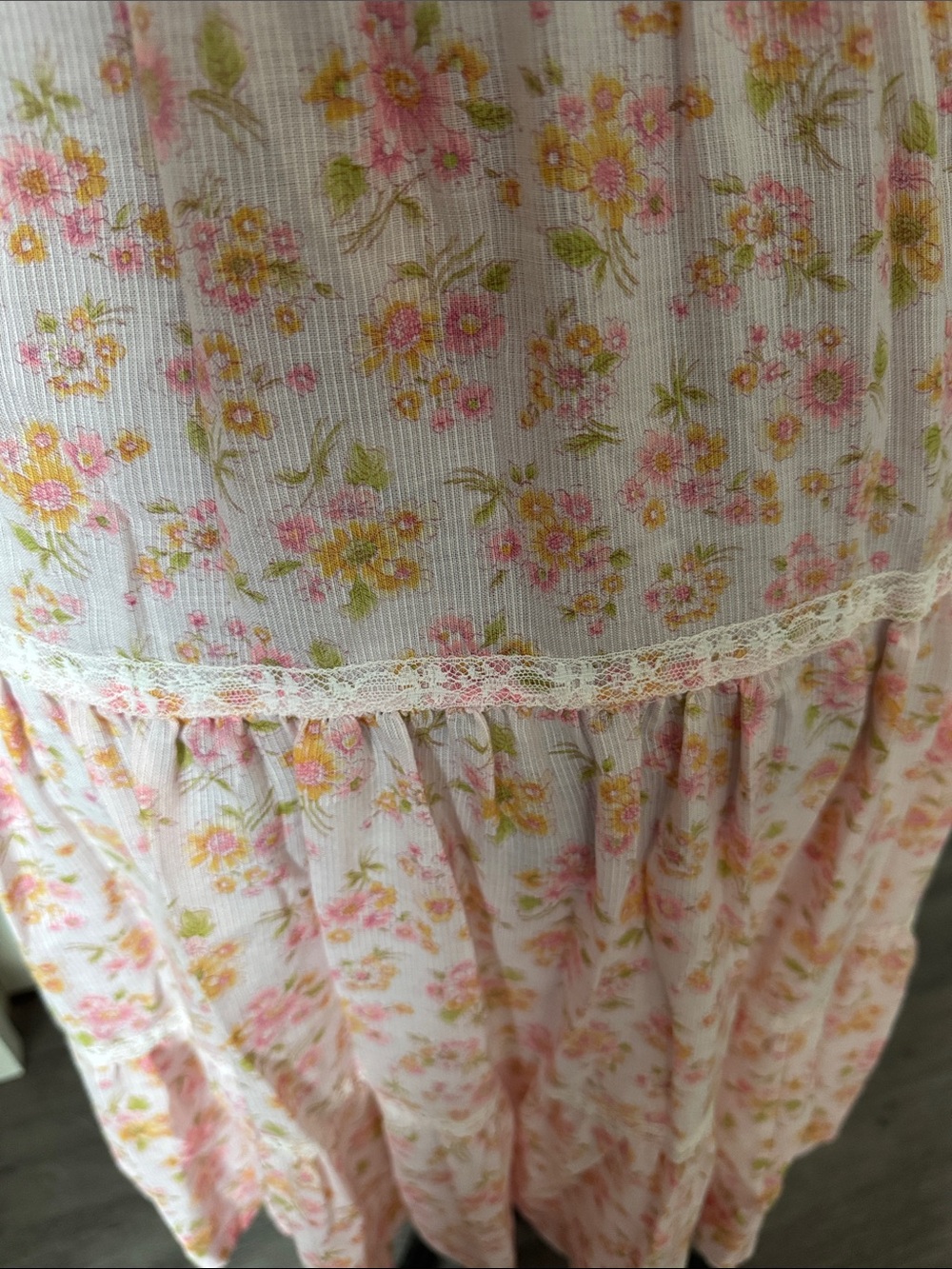 Vintage 70s Pink Floral Peasant Midi Dress - Picture 6 of 11